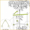 close up of 3 stake tree staking system isometric drawing
